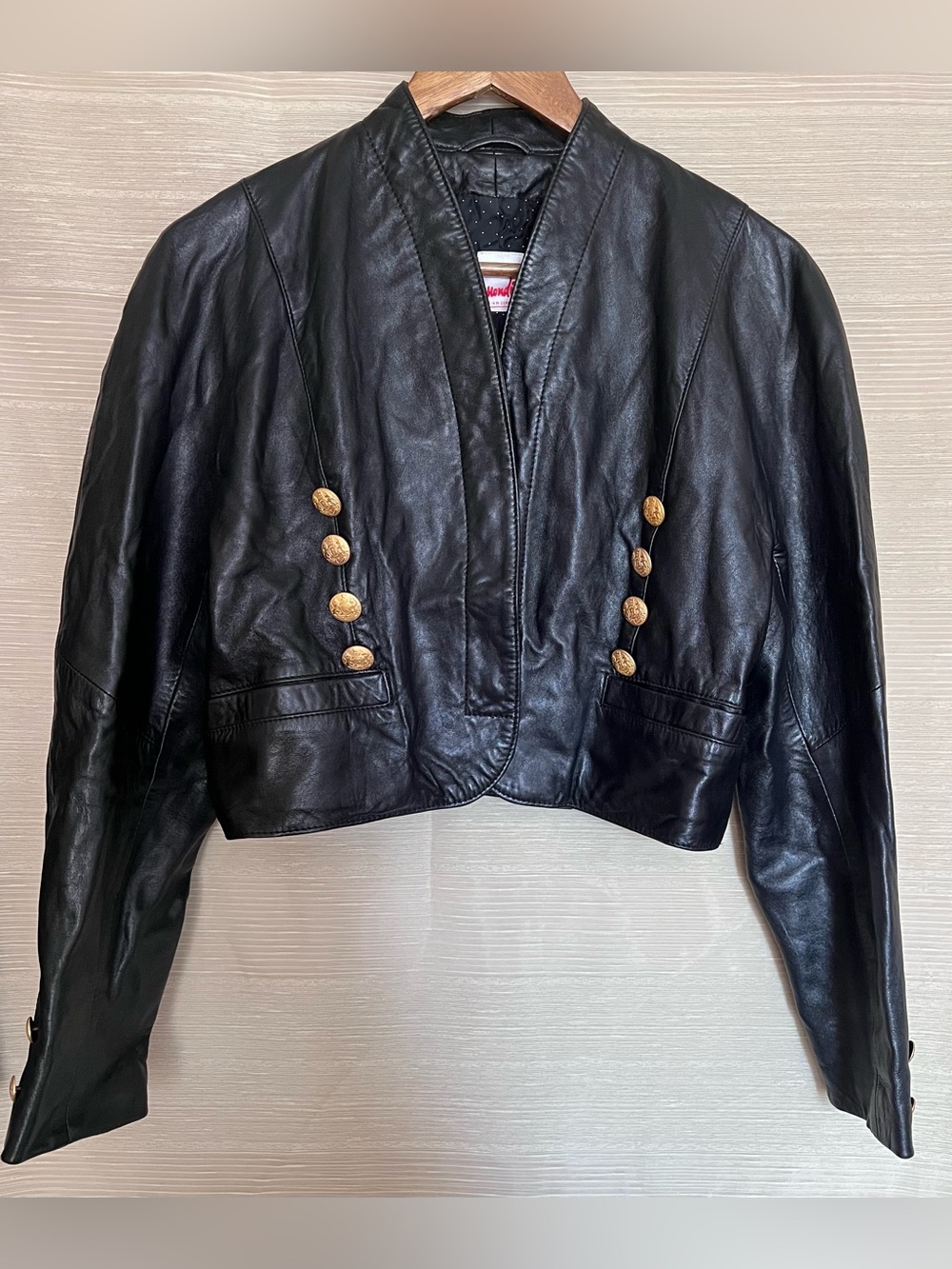 Rare 1980s Mondi Black Leather Jacket + Culotte Shorts Set - Picture 3 of 16